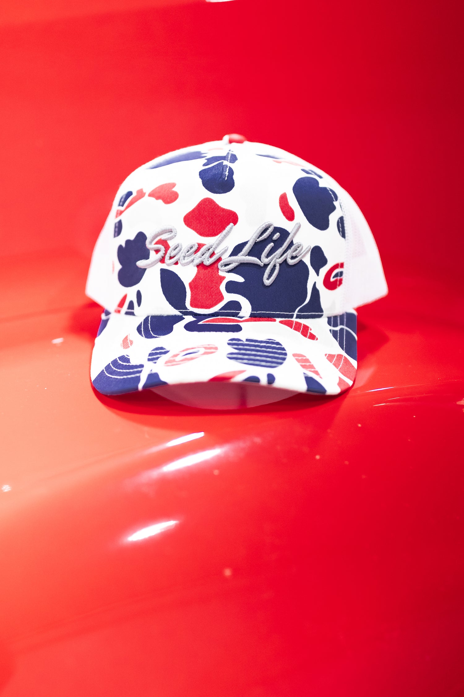 Red, White, and Seed Life Hat