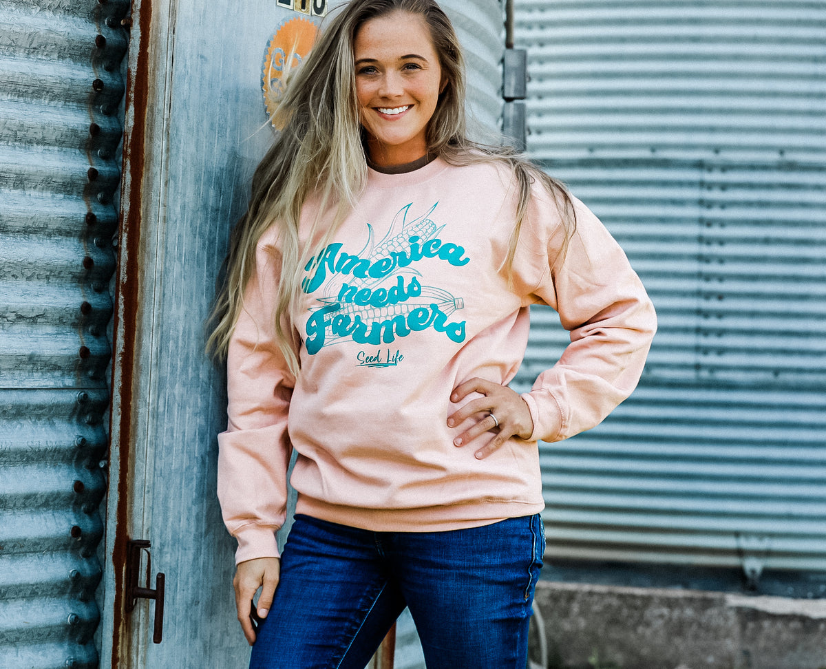 America Needs Farmers- NEW Design Crewneck