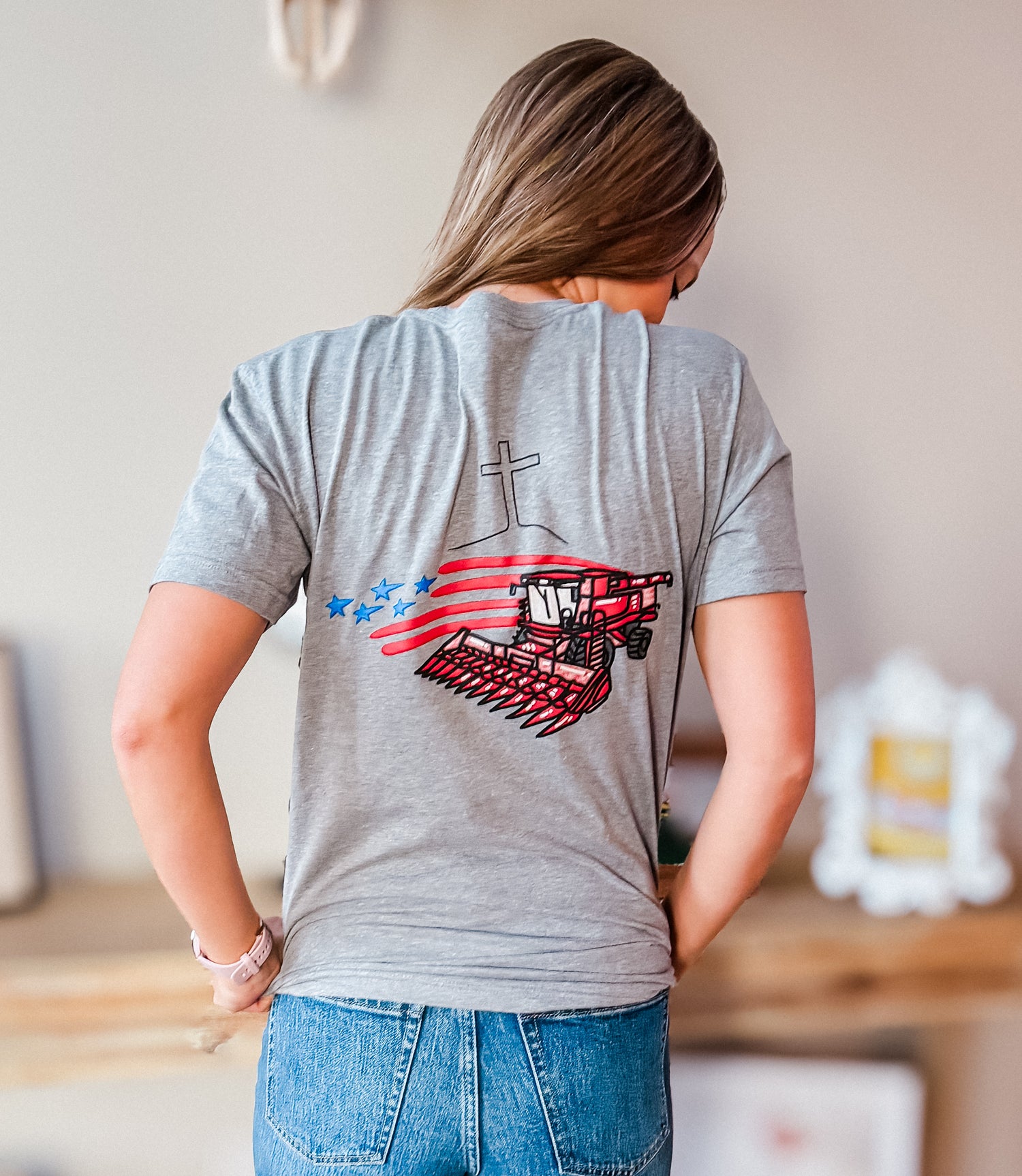 Combine + Cross + American Flag- Adult Tee