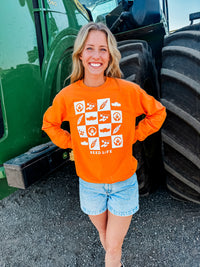 Checkered Harvest Fun- Crewneck