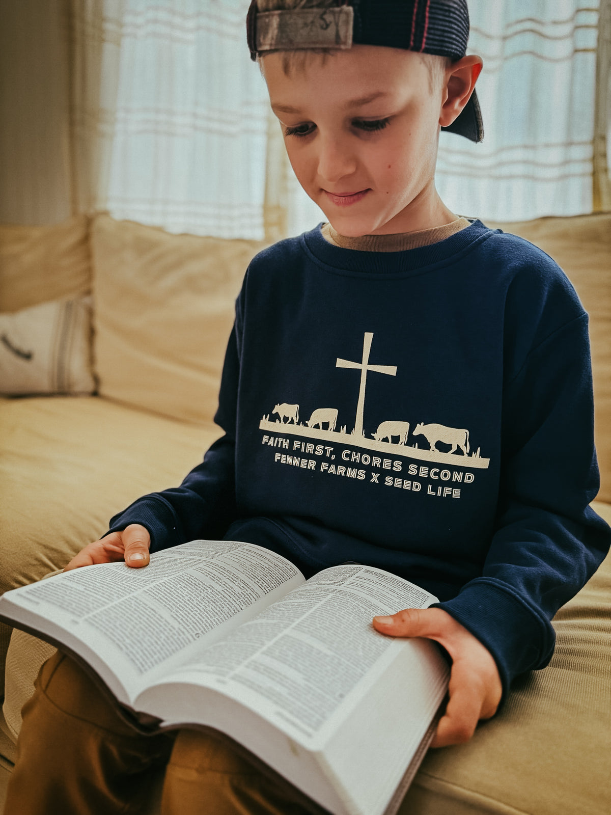 Faith First, Chores Second Crewneck Kids + Adults - Fenner Farms