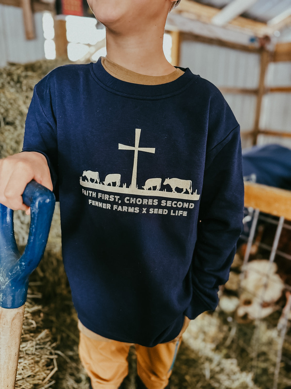 Faith First, Chores Second Crewneck Kids + Adults - Fenner Farms